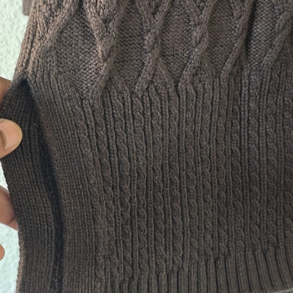 Chico's Cardigan Women SP Brown Long Sleeve Cable Knit Open Wool Cashmere - Picture 8 of 14